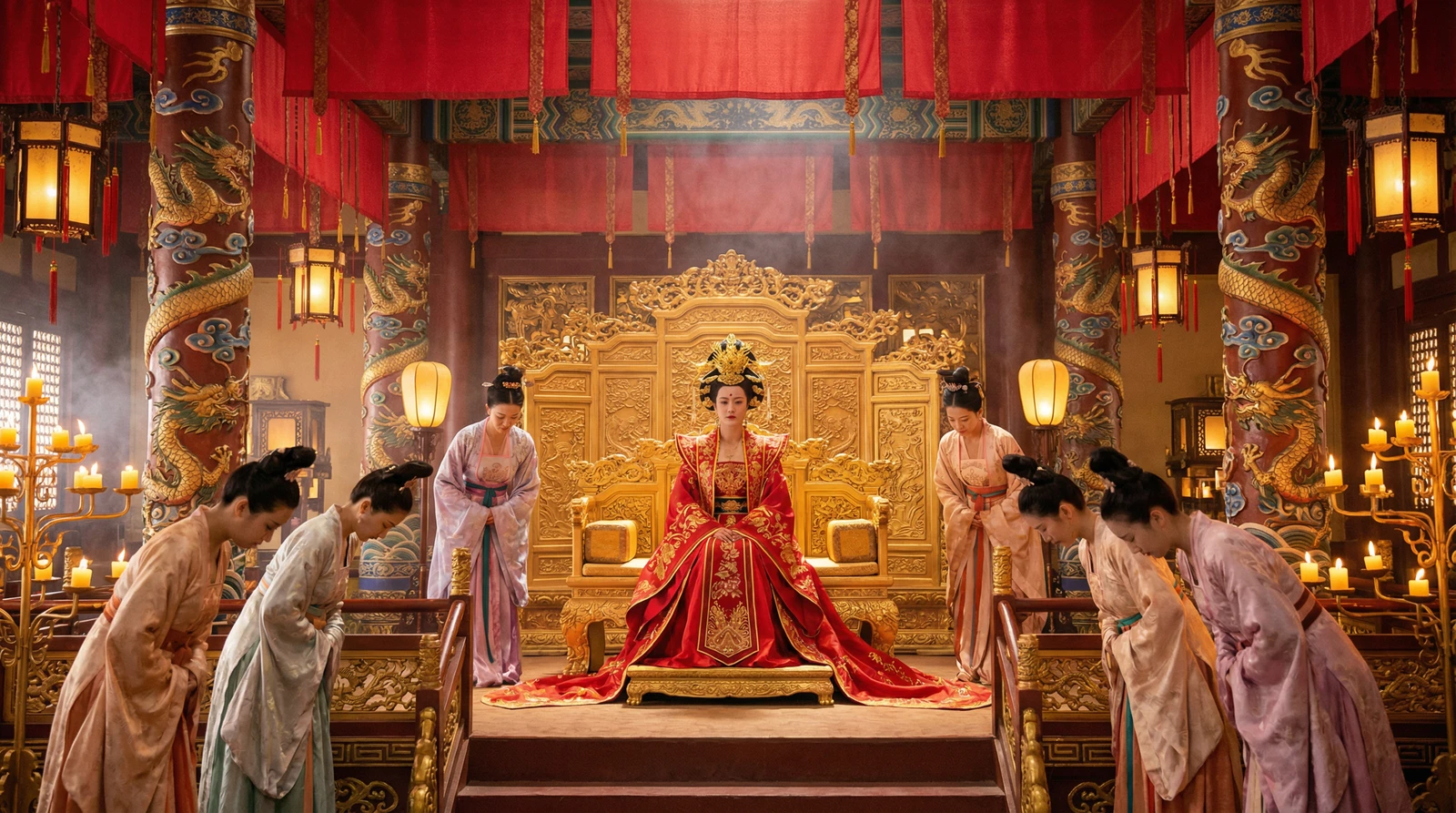 呦呦视频古装宫廷大戏拍摄现场皇后登基场景